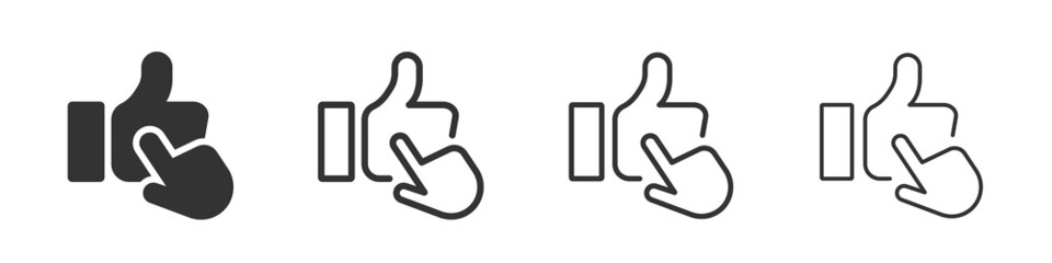 Thumbs up click icons collection in two different styles and different stroke. Vector illustration EPS10