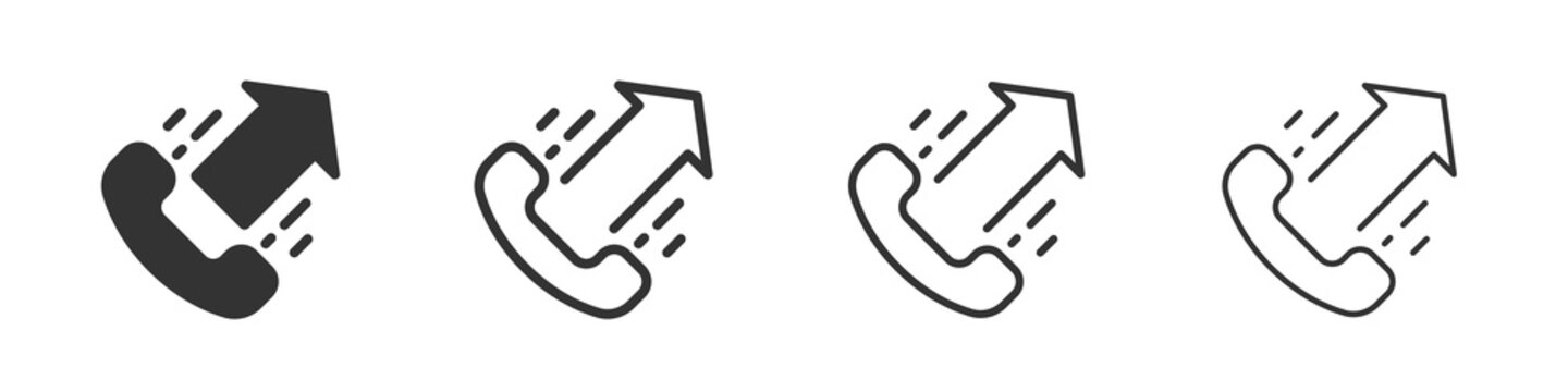Outgoing call icons collection in two different styles and different stroke. Vector illustration EPS10