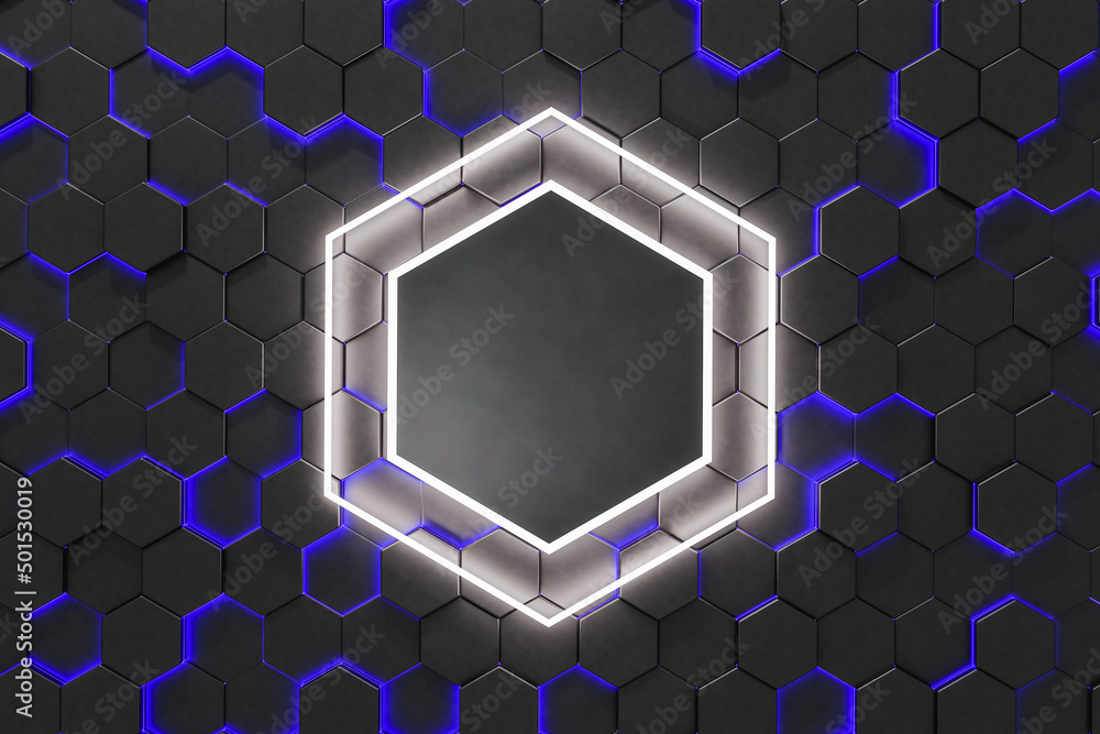 Poster 3d illustration. empty space for your design on an abstract futuristic background.