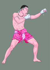 Drawing muay baron martial art, strong, art.illustration, vector