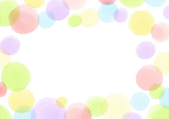 水彩の水玉フレーム2　カラフルver