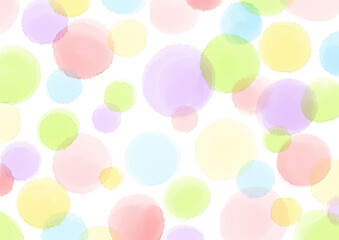 水彩の水玉　カラフルver