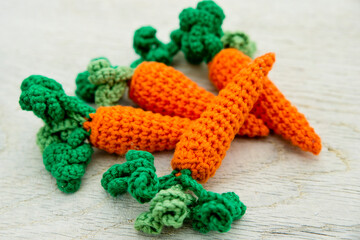Knitted vegetables: carrots. The concept. Stylization. Handicrafts. Ecological toys for children to develop fine motor skills. Handmade toys. Montessori education.
