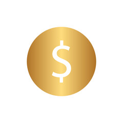 Dollar coin icon with gold gradient