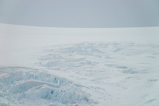 Antarctica huge glacier walls and crevasse