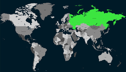 Fototapeta na wymiar World map. Map of Russia. Russian federation.