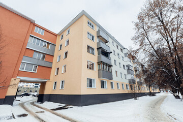 high-rise residential building in winter