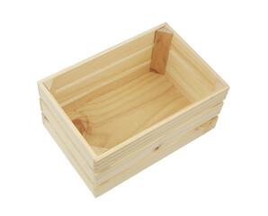 Empty wooden box isolated on white background 