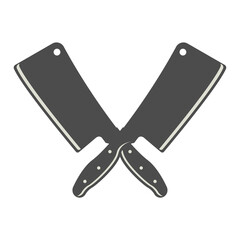 Meat cutting knives icons. Butcher's design elements for logo, poster, emblem. 