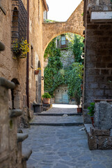 Beautiful the ancient street of the famous Civita di Bagnoregio, The most beautiful villages in...