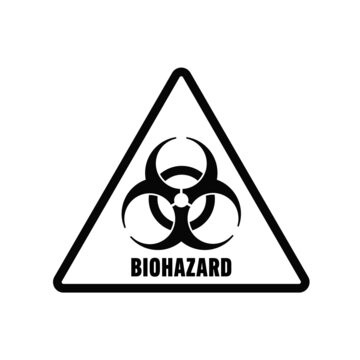 バイオハザードの文字とシンボルマークが入った白い三角形の警告アイコン - 感染症・生物兵器の素材