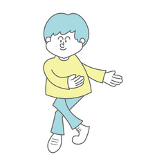 案内をしている男の子のイラスト素材