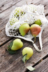 ripe pears in eco bag