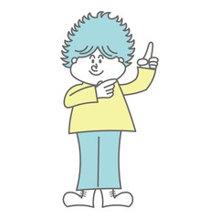 指差しの合図をしている子供のイラスト素材
