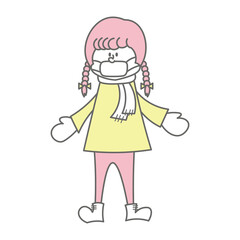 マスクをしている女の子のイラスト素材