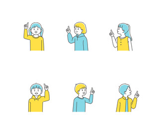 上を向く子どもたち　上半身セット　3色