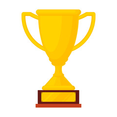 Winner trophy icon. The golden goblet or cup on a stand. Symbol of victory in a sports event.
