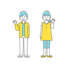 かわいい子どもたち　男女　全身　3色