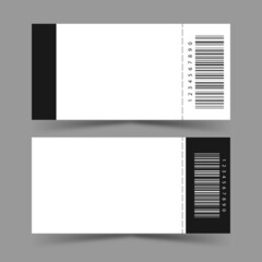 Set blank ticket template. Concert ticket, lottery coupons. Vector coupon	
