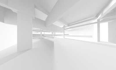 Fototapeta premium Illuminated corridor interior design. Empty Room Interior Background