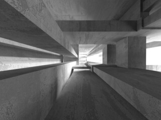 Dark Concrete Wall Architecture. Empty Room
