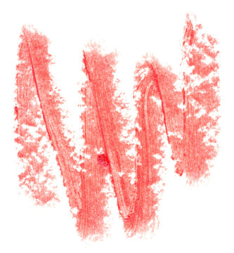 red lipgloss smudge over white background
