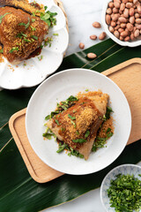 Vegetable zongzi. Vegetarian rice dumpling for Duanwu Dragon Boat Festival food.