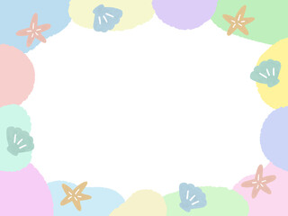 イラスト背景素材：パステルカラーの夏模様のフレーム・枠