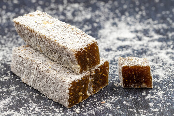 Fig Turkish Delight. Traditional Turkish cuisine delicacies. close up