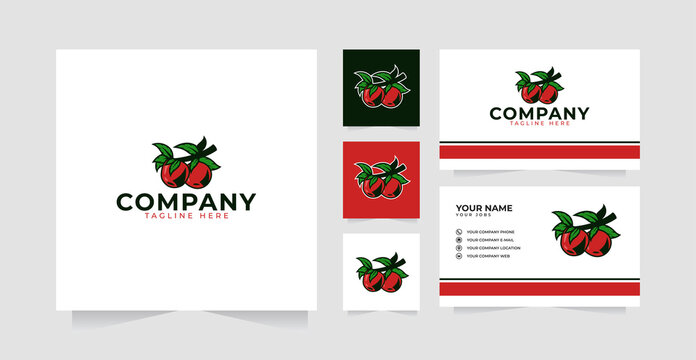Apple farm logo illustration design and business card