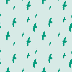 Abstract summer  seamless pattern. Simple bird shape