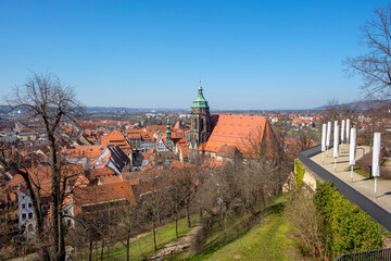 Fototapeta na wymiar Pirna, Blick vom Schloss Sonnenstein auf Marienekirche, Sachsen, Deutschland