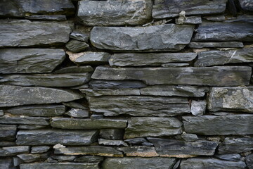 Background, stone texture. A wall of flat gray stones.