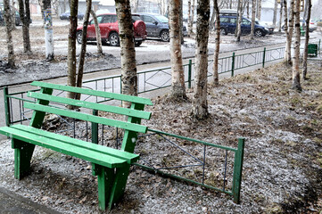 Snow at the end of April in northern Russia 