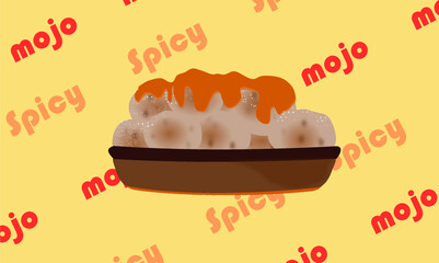 Typical Canarian dish, "papas arrugadas" (wrinkled potatoes) with spicy mojo.