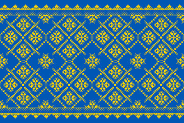 Vector illustration of Ukrainian folk seamless pattern ornament. Ethnic ornament. Border element. Traditional Ukrainian, Belarusian folk art knitted embroidery pattern - Vyshyvanka