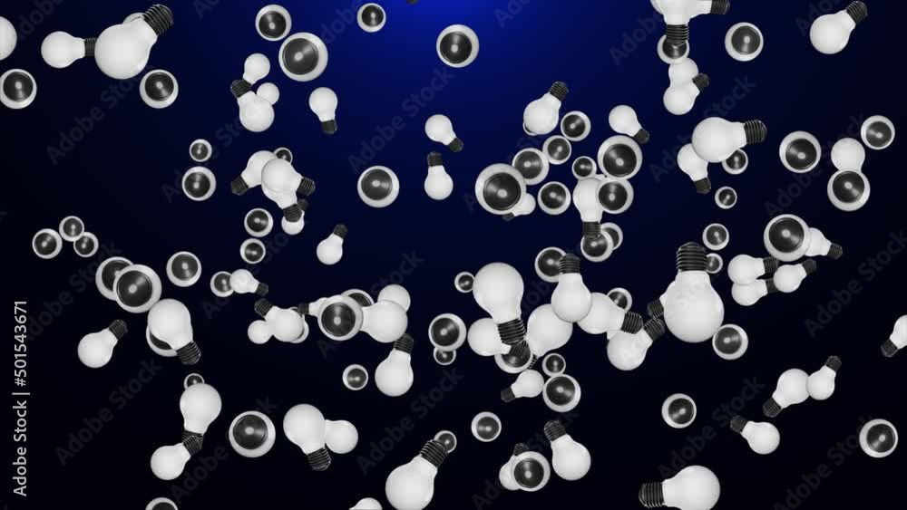 Aufkleber 4k light bulb falling slow motion loop animation background. bulb light display concept idea, power,