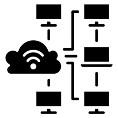 Network computer connection glyph icon. Can be used for digital product, presentation, print design and more.