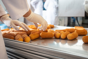 Tulumba dessert production factory photos