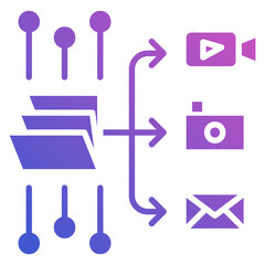 Data management flat gradient icon. Can be used for digital product, presentation, print design and more.