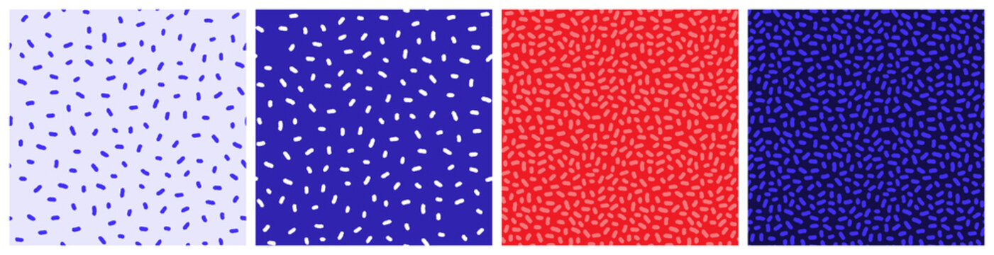 Simple spot seamless pattern in red, blue and white colors to use as poster background or textile print.