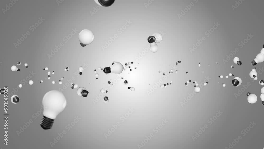 Poster creative idea light bulb thinking realistic lamp loop background animation. energy, inspiration and 