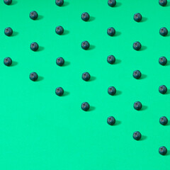 Blueberry pattern on a green background.