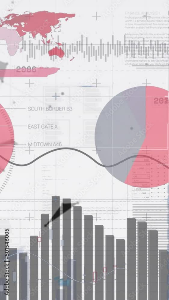 Poster animation of data processing on white background