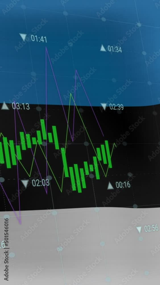 Poster animation of data processing over flag of estonia