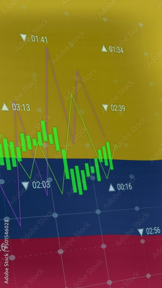 Poster animation of flag of colombia over data processing