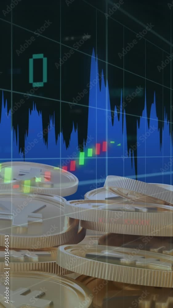 Poster animation of yen coins over data processing