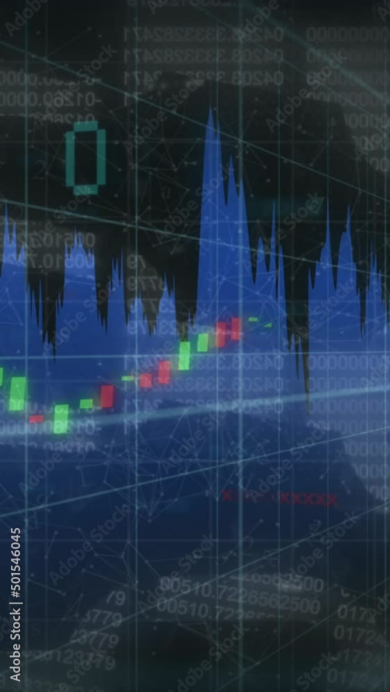 Poster animation of data processing over black background