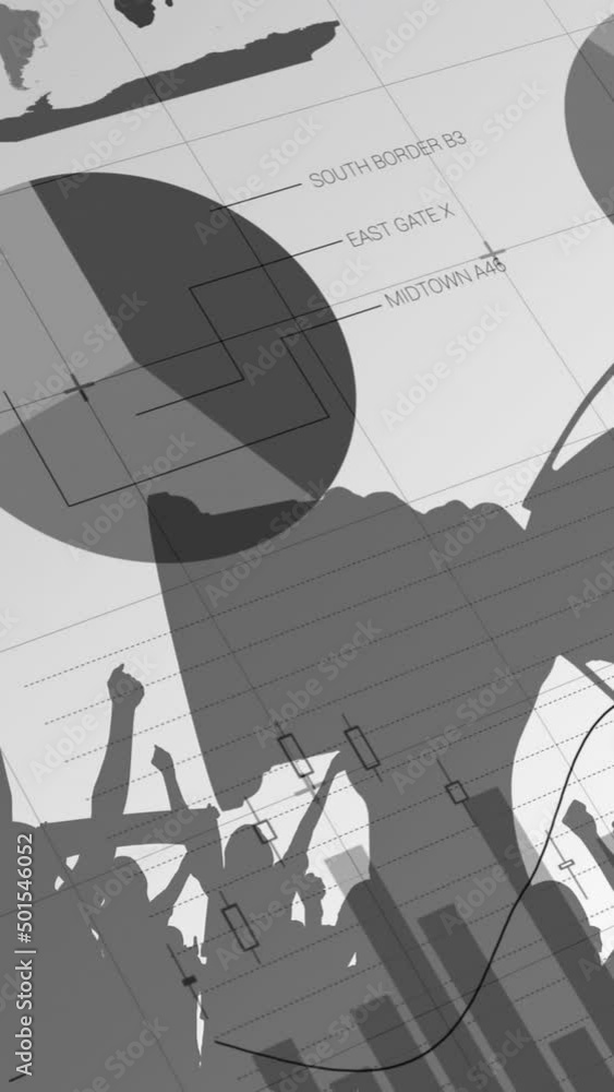 Poster animation of data processing over cup and white background