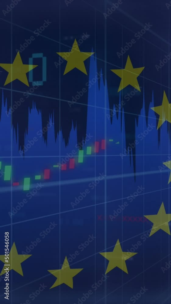 Poster animation of data processing over eu flag